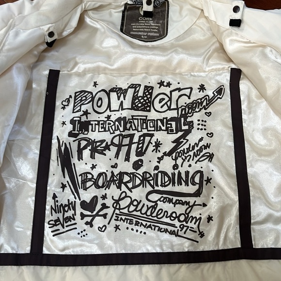 Powder Room Snowboarding Ski Jacket Cream Off White Womens Size Small 3 in 1 - Picture 6 of 14
